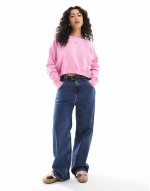 off shoulder boyfriend sweat top in pink