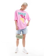 Sicilia logo oversized t-shirt in pink