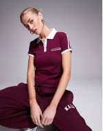 sport contrast logo oversized t-shirt, hoodie, joggers and jacket co-ord in burgundy