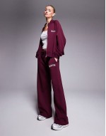 sport contrast logo oversized t-shirt, hoodie, joggers and jacket co-ord in burgundy