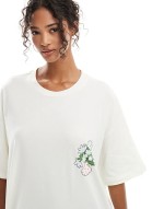 oversized tee with vase back print graphic in ecru