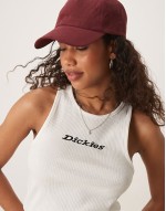 ribbed central logo vest in off white