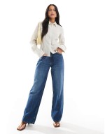fitted stripe shirt in ecru