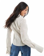 fitted stripe shirt in ecru