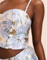 co-ord  jacquard cupped bralet in blue floral print
