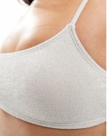 Cotton On straight neck crop bikini top in metallic