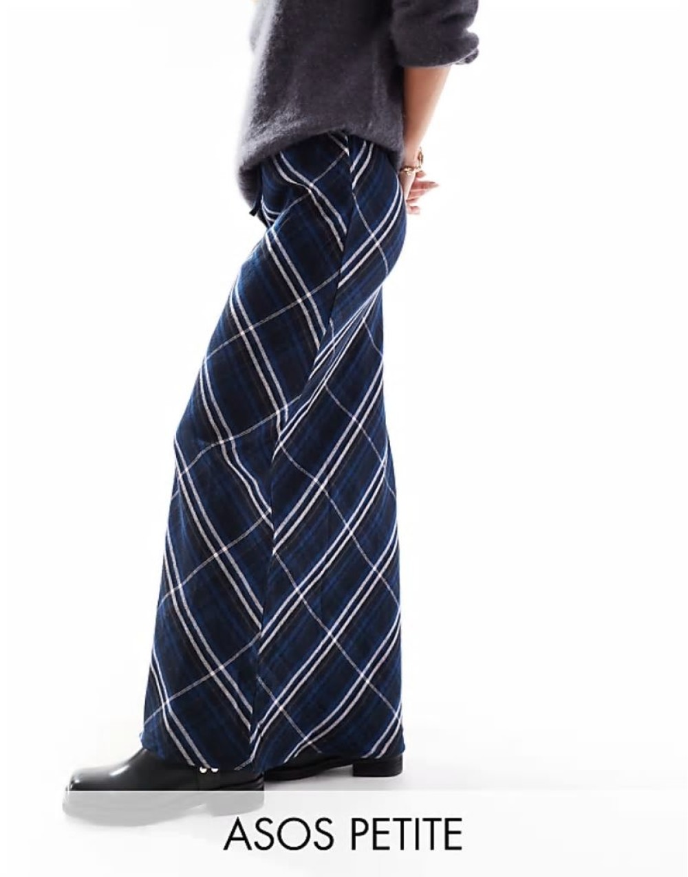 Petite tie waist maxi in  blue & pink check