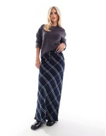Petite tie waist maxi in  blue & pink check