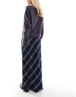 Petite tie waist maxi in  blue & pink check