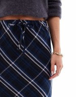 Petite tie waist maxi in  blue & pink check