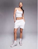 embroidered rainbow logo cami crop top co-ord in grey marl