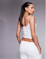 embroidered rainbow logo cami crop top co-ord in grey marl