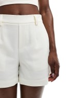 tailored elasticated back shorts in white