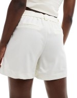 tailored elasticated back shorts in white