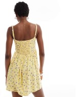 Exclusive ramana wildflower print mini cami dress in lemon drop