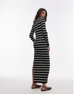 knitted button through maxi dress in mono