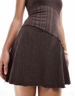 mixed lace mini dress in chocolate