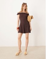 frill mini dress in chocolate