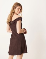 frill mini dress in chocolate