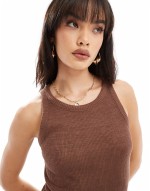 racer tank midi dress in brown