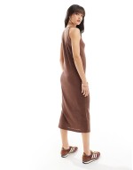 racer tank midi dress in brown