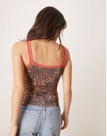 DSIGN trim detail cami in leopard print
