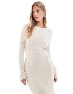 Cotton On maxi knitted dress in oatmeal marle