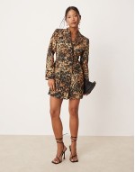 longline blazer dress in animal print