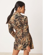 longline blazer dress in animal print