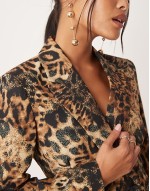 longline blazer dress in animal print