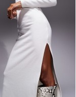 supersoft long sve ruched side maxi dress in winter white