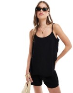 texture cami & short co-ord in black
