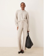 slouchy knitted co-ord in cream