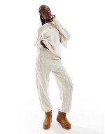 cable knit jumper and cuffed joggers co-ord in cream