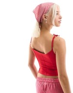 kaida bow detail corset top in red
